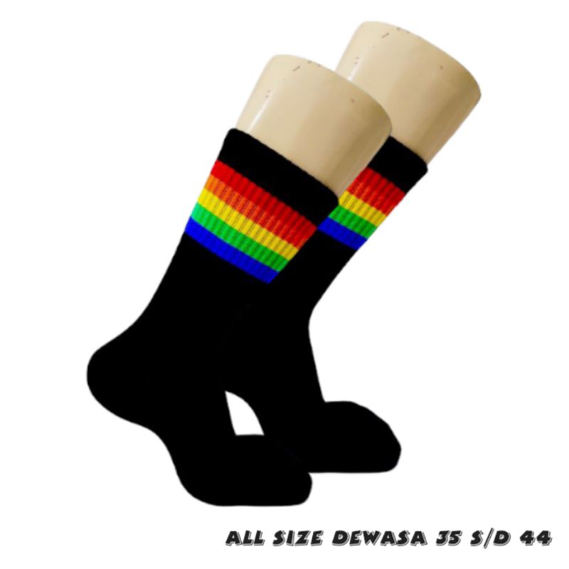 Promo Kaos Kaki Wanita/Kaos Kaki Stripe Panjang/ Kaos Kaki Garis