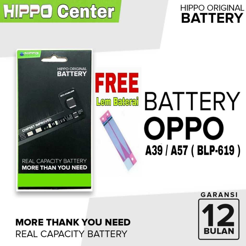 Baterai Hippo OPPO A39 / OPPO A57 2016 KODE Battery BLP-619 / BLP619 / BLP 619