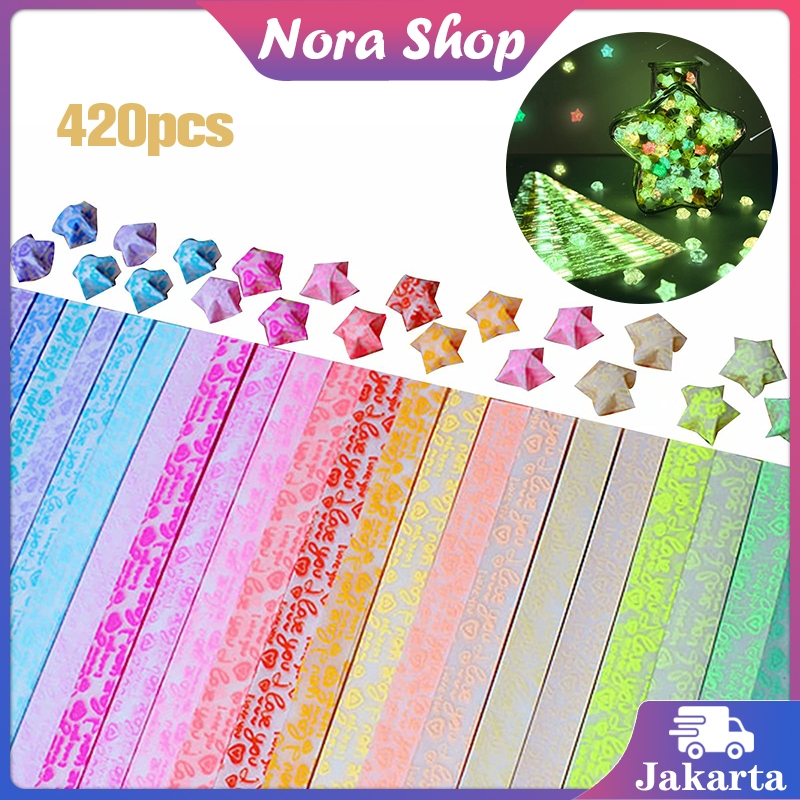 

420Pcs Kertas Origami Bintang Origami Star Paper Star Strips Kertas Bintang Glow In The Dark Kertas Lipat Bintang