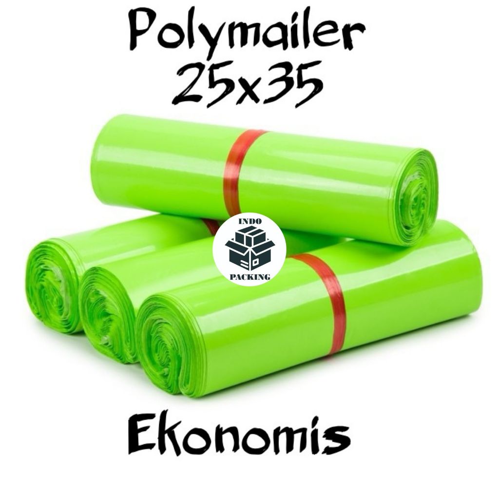 

(isi 100) Polymailer Hijau Ekonomis 25x35 cm / Amplop Plastik Packaging / Kemasan Online Shop