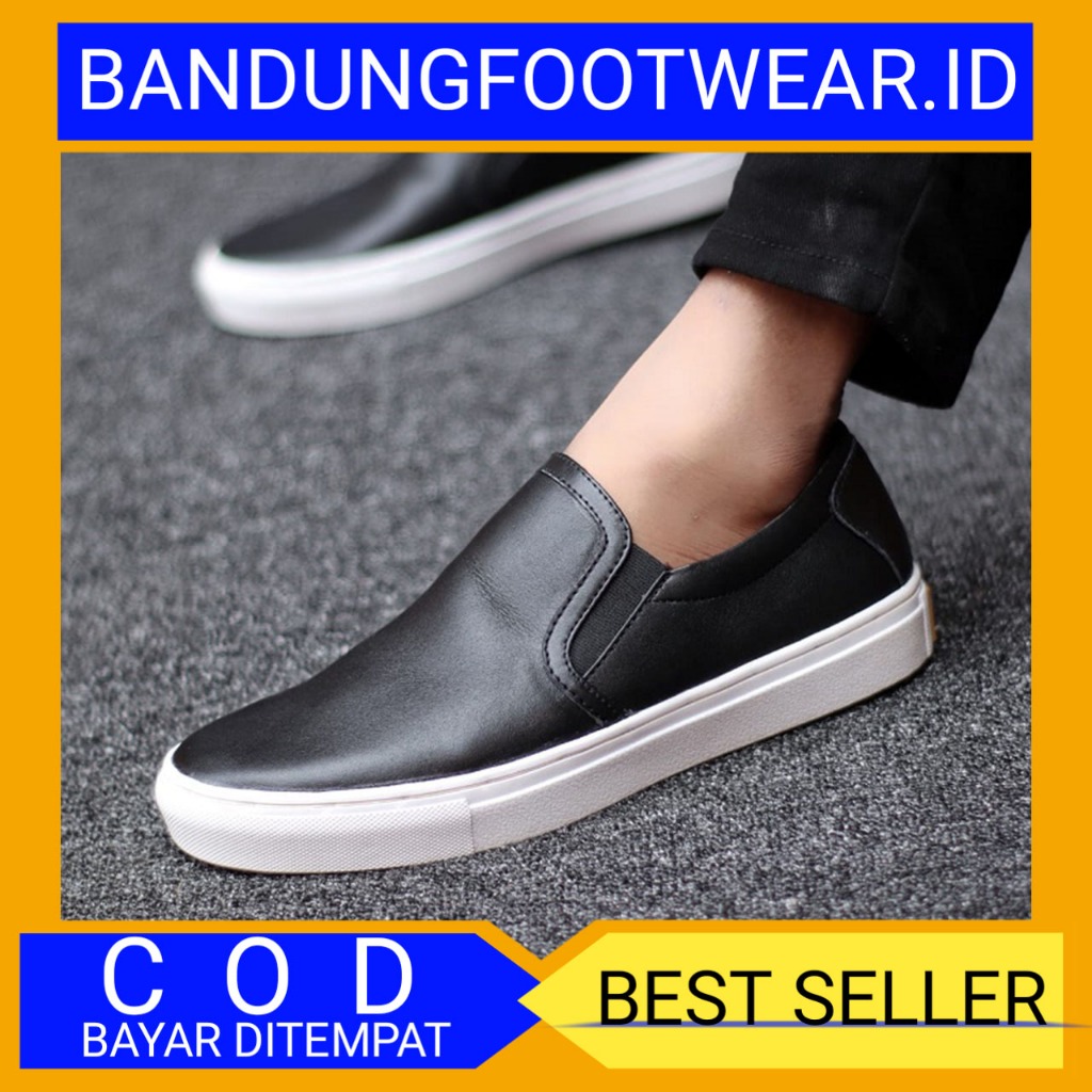 Sepatu Slip On Pria Kulit Asli CEVANY MORI Sepatu Kulit Casual Pria Sepatu Kasual Cowo Trendy Termur