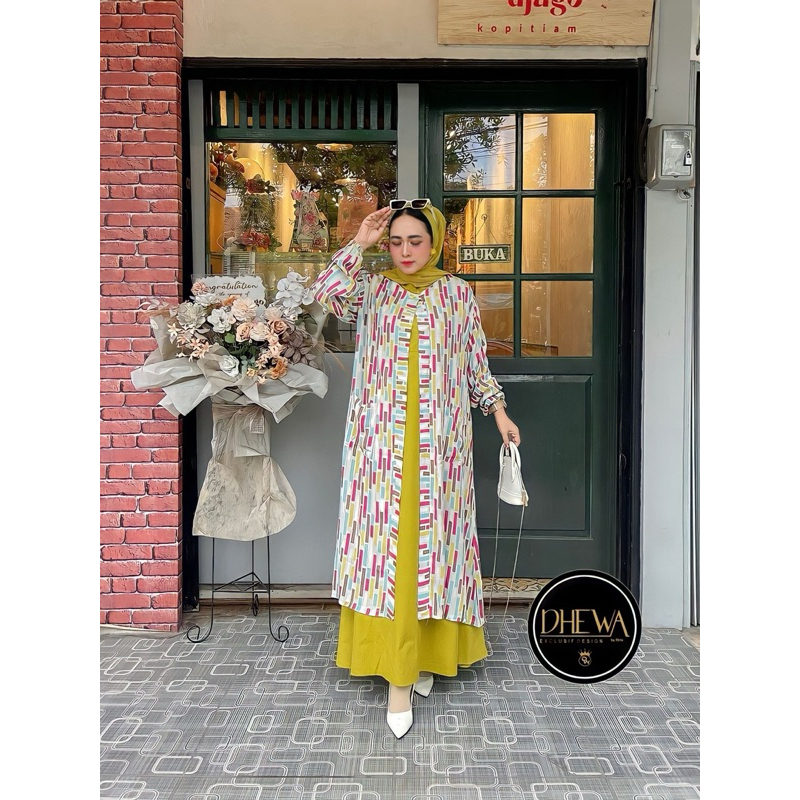 dhewa cantik gamis set outer