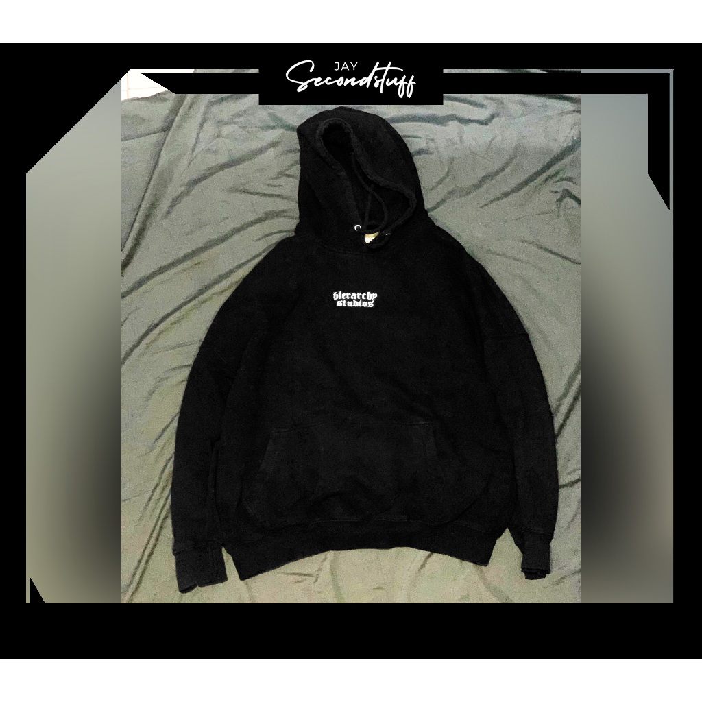 [BISA COD] HIERARCHY STUDIOS - BLACK WIDE LOGO - OVERSIZE HOODIE JACKET (PreLoved)