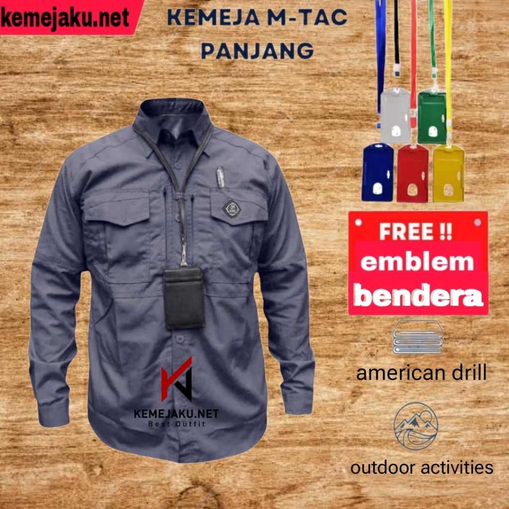 Grosir kemeja lapangan FREE BENDERA | bahan drill | kemeja pdl | KEMEJA TAKTIKAL N-TAC LENGAN PANJAN