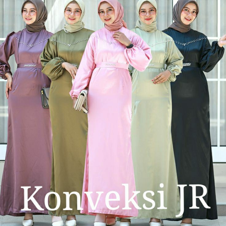 Super deal1x1Wl Annisa Dress Kondangan Bahan Satin Silk  Gaun Pesta Terbaru Kekinian