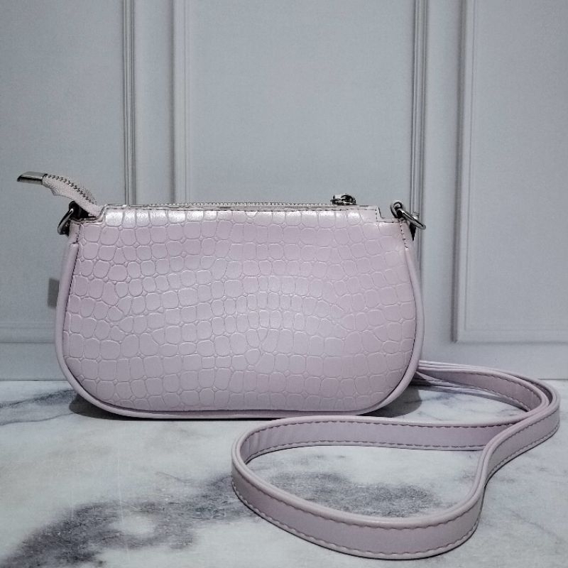 Sling Shoulder Bag Croco Tas Preloved- Lilac