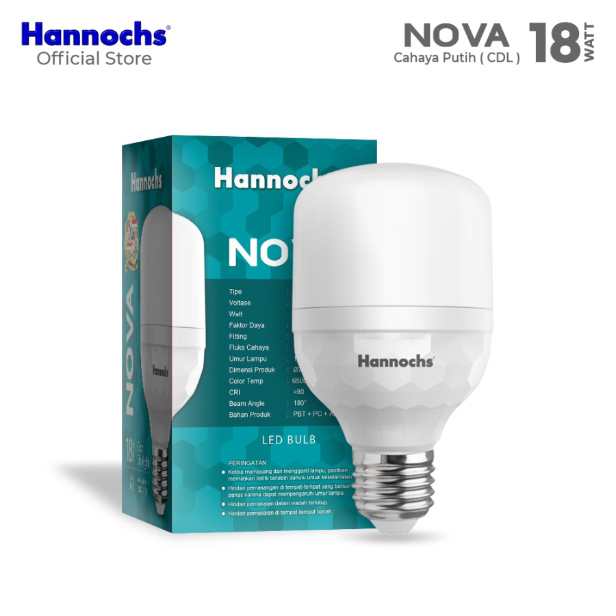 Hannochs Lampu Bohlam LED Nova 18W Cahaya Putih Paket isi 3pcs  lampu bohlam led / bohlam led / bohl