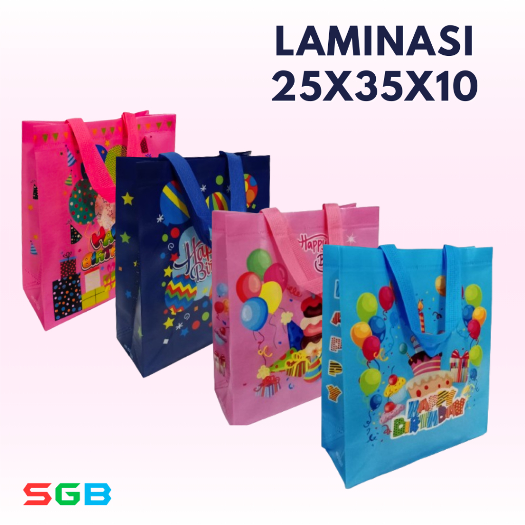 

1 Lusin ( isi 12 pcs ) Tas Spunbond Laminasi 25X35X10 Lipat Samping & standing / Tas Serba Guna