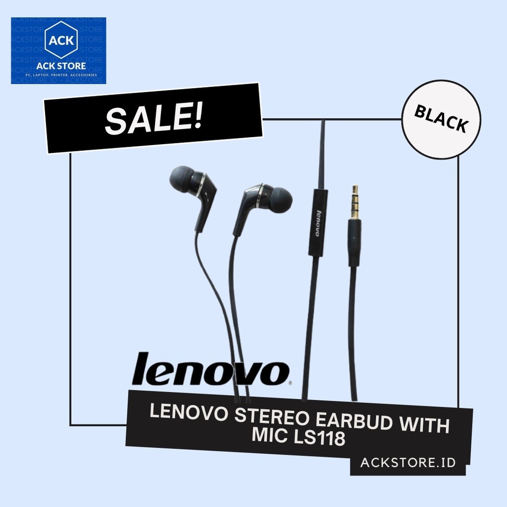 Lenovo Stereo Earbud with Mic LS118 Black