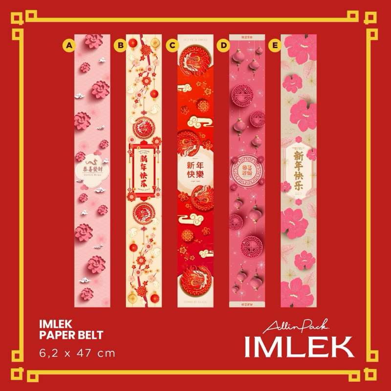 

isi 15pcs Paper Belt Imlek PANJANG Glossy 2024 / Paper sleeve CNY 2024 / sabuk imlek / sincia