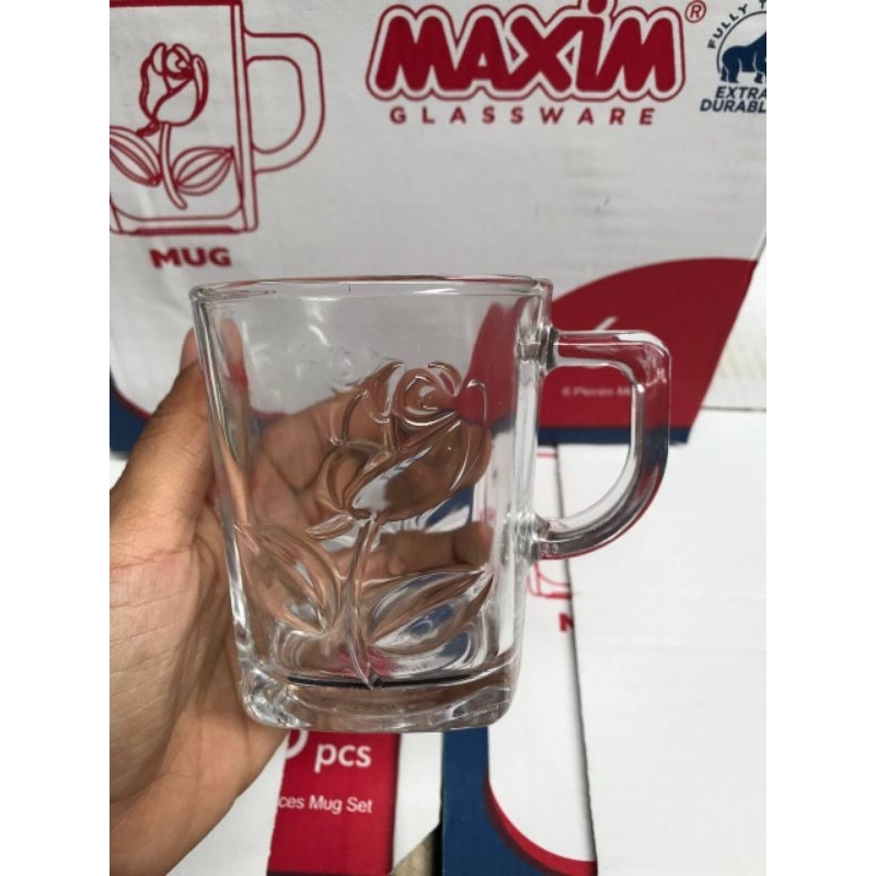 Set gelas kopi kaca 6 pcs maxim motif
