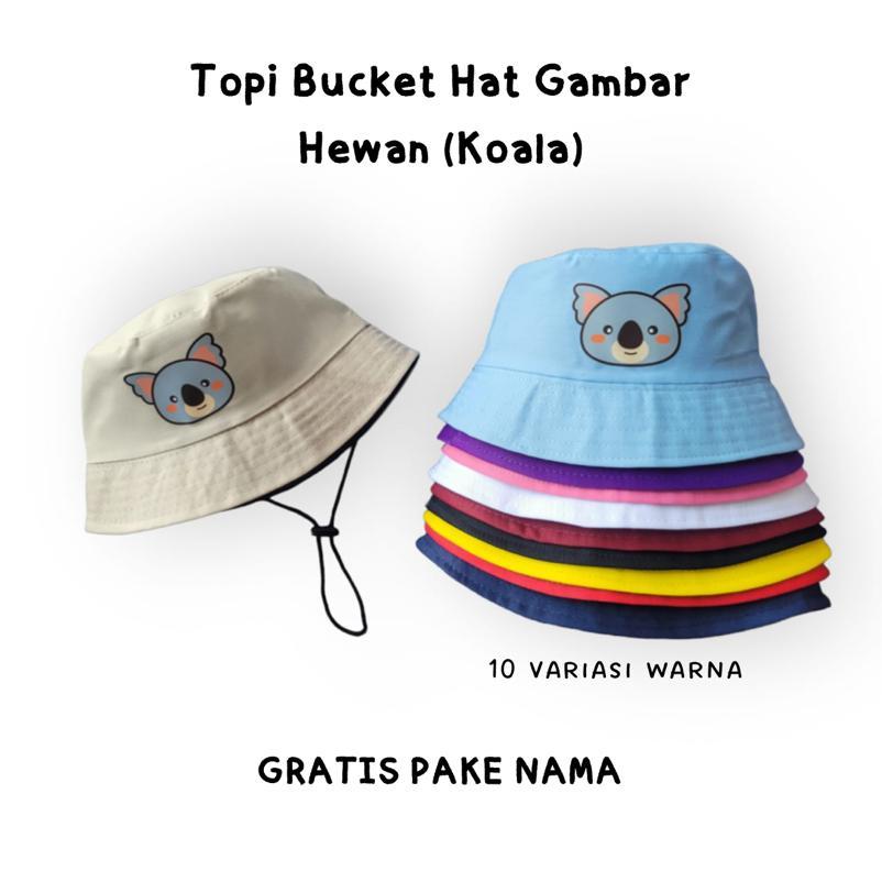 topi anak hat bucket tali topi anak motif koala bisa bordir nama