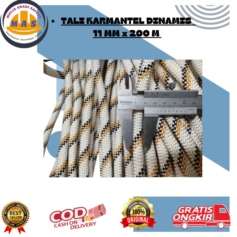 TALI KARMANTEL DINAMIS 11MM X 200M/KARMANTEL DINAMIS 11MM