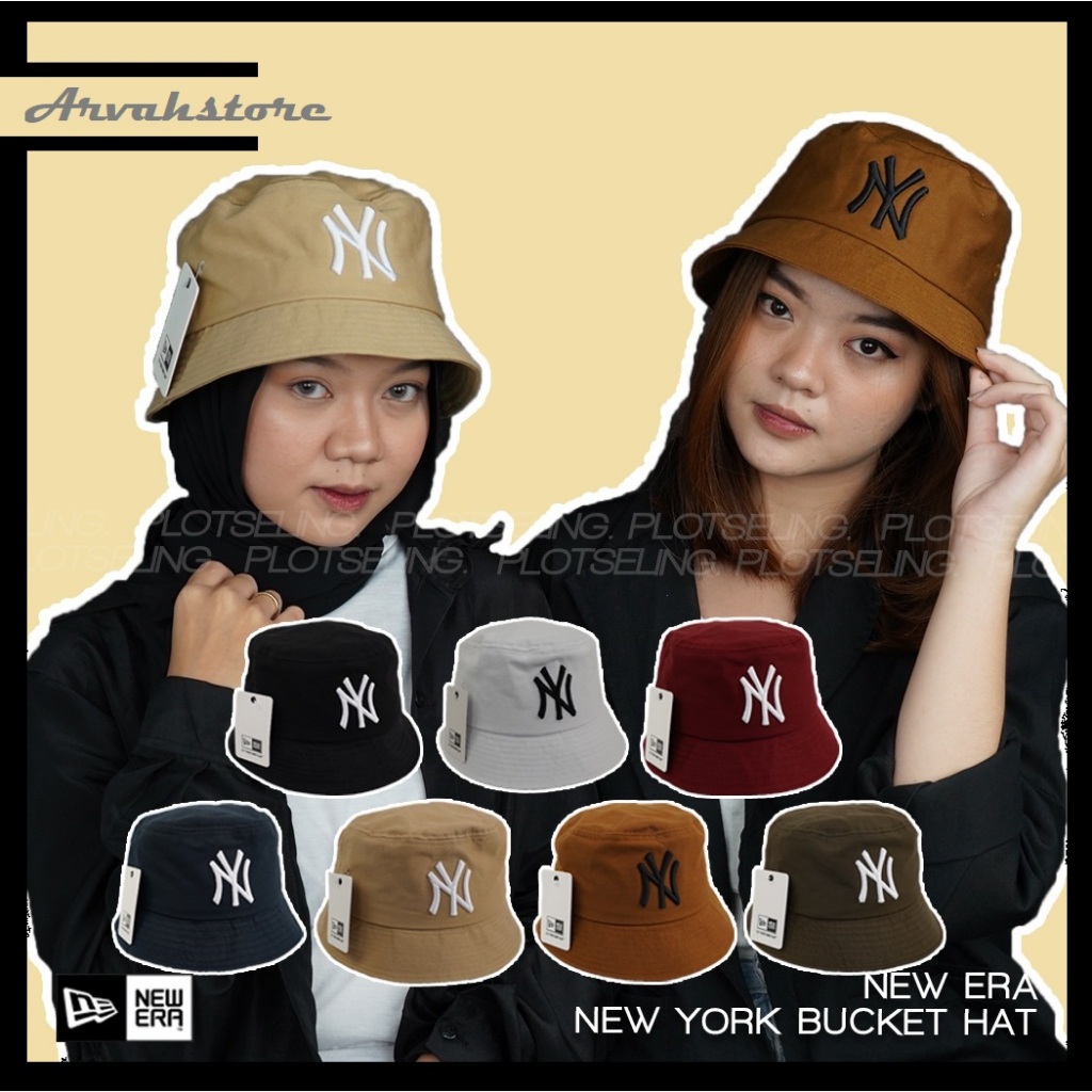 Arvahstore - Topi BUCKET NY Unisex New York Hat Branded Original Grade Cream Coklat Hijau Hitam Mera