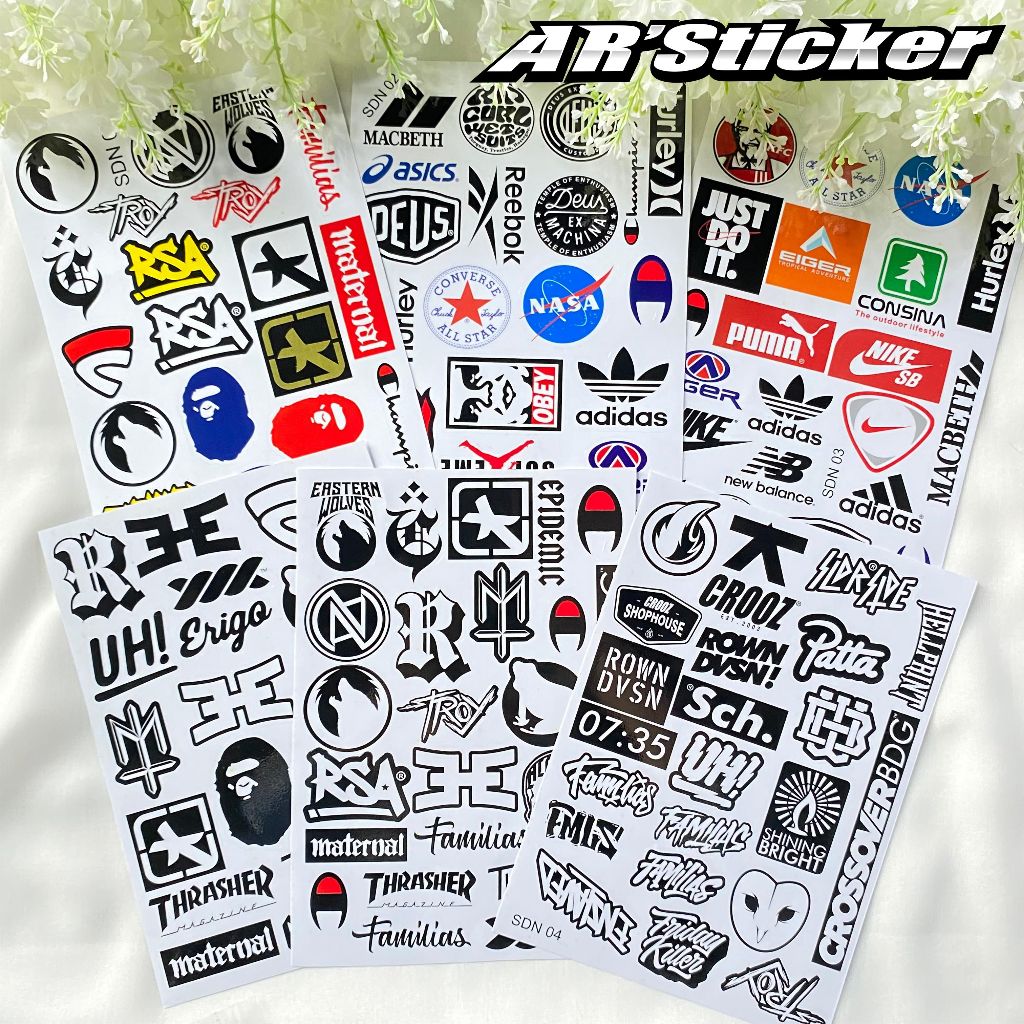 

AR Sticker Pack Brand Distro 125 Pcs - Stiker Vinyl 1set isi Banyak Untuk Case Hp Tumbler Laptop Koper Gitar Anti Air