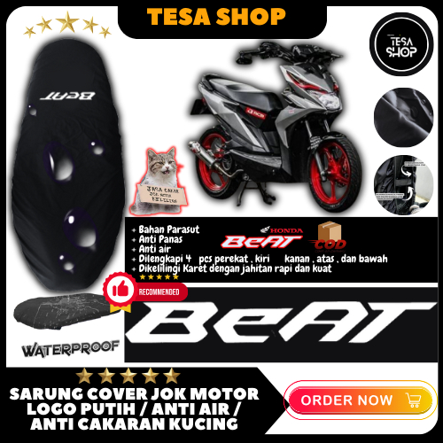 TESA - Cover Sarung Pelindung Jok Motor 100% Waterproof dan Anti Cakaran Kucing Varian Logo dan Polo