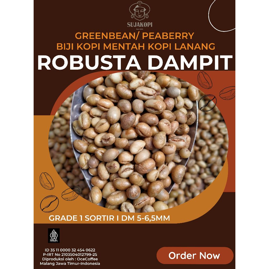 

1kg Kopi Lanang robusta biji mentah greenbean TERLARIS grade 1 kopi lanang dm 5-6,5mm berkhasiat