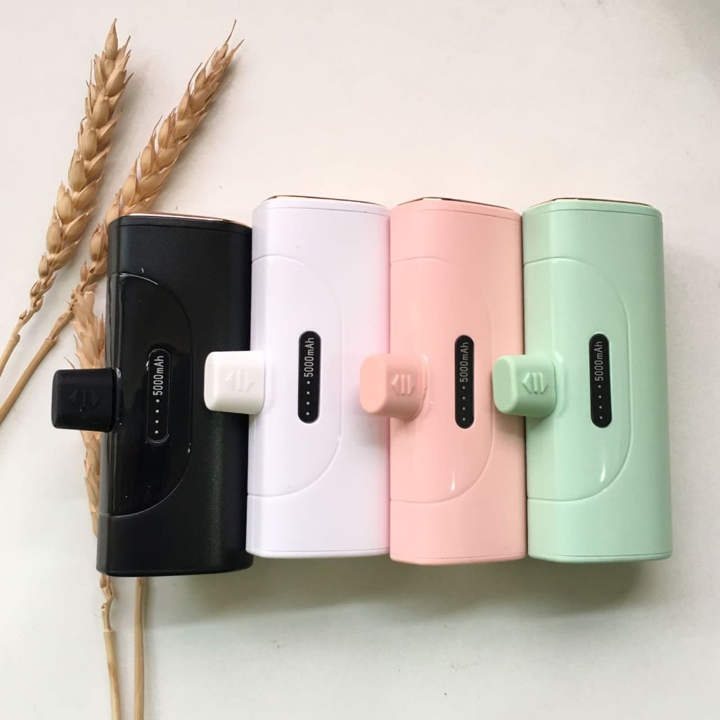 Powerbank Portable mini 5000mah with stand hp 2 output PD Type c and lightning 5000 MAh Mini colokan