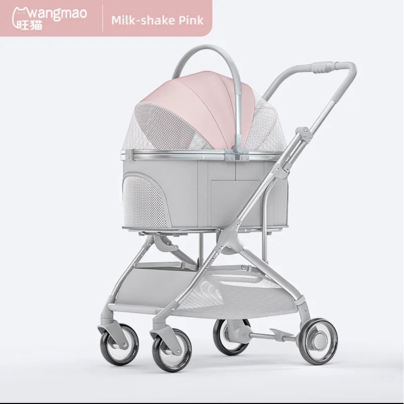 Premium Stroller Pet Double Carrier Tas Kereta Pink Anjing Kucing Dog Cat Troli Cabin Travelling Pet