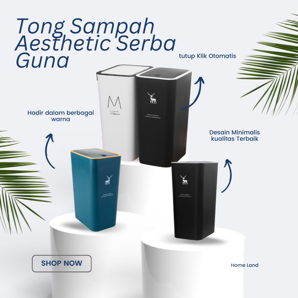 Tong Sampah Aesthetic Plastik Tertutup Minimalis Tempat Sampah Dengan Klik Otomatis Kotak Sampah Rua