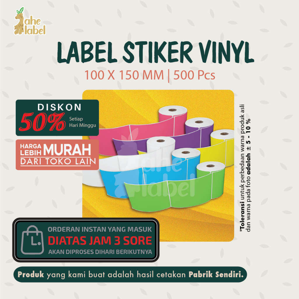 

STIKER LABEL BARCODE 100x150 mm KERTAS STICKER LABEL VINYL 100x150 mm