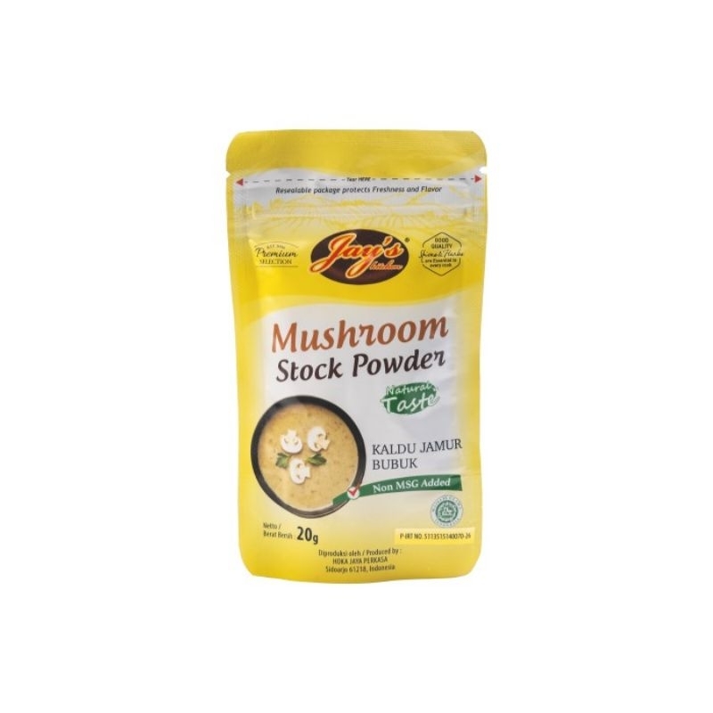 

Jay's Kitchen Mushroom Stock Powder Pouch 20g / Kaldu Jamur Bubuk