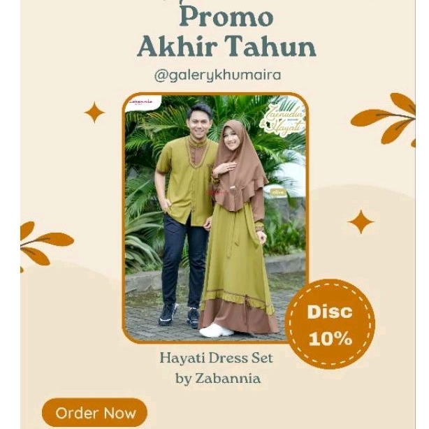 Diskon 10% Hayati set Dress (Sarimbit Zaenudin Hayati) Original By Zabannia Hijab