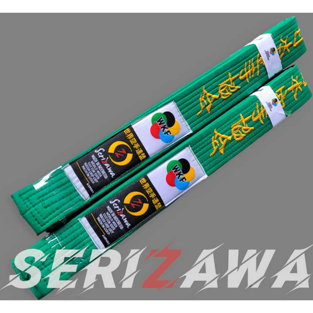 Sabuk Karate Dewasa WKF Hijau Bordir Tebal