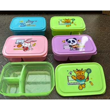 kotak makan TRANSPARAN sunrise/Ompreng gambar/lunch box/ompreng sekat 3/ompreng/ompreng anak/sovenir