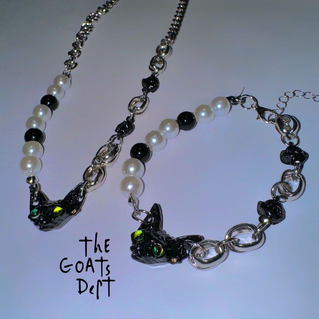 The Goats Dept - Anubis Black Cat Necklace and Bracelet Original / tgd 1007 kalung gelang model kuci