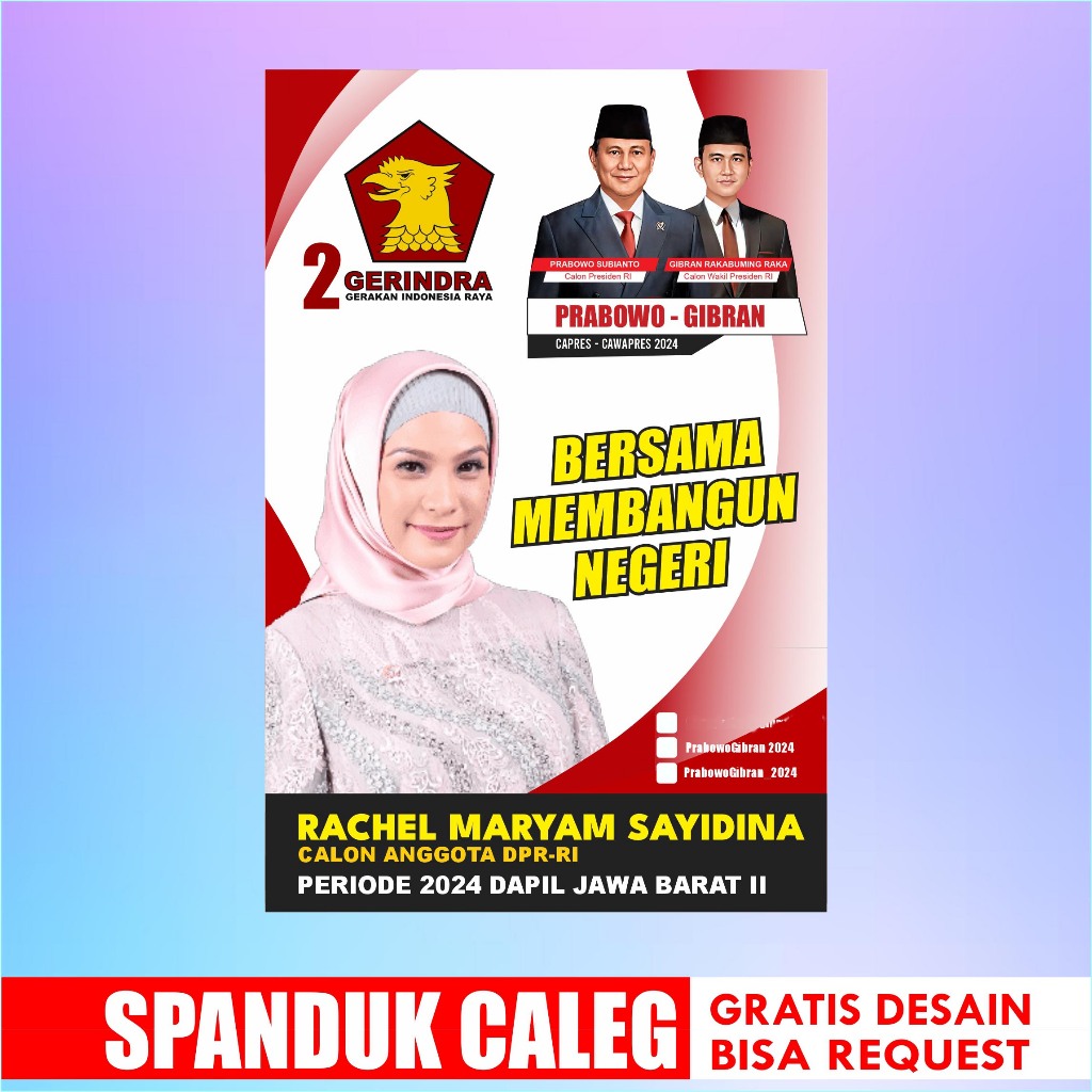 Banner Caleg GERINDA Pemilu 2024 | Banner Caleg Anggota Dewan | Desain Suka-suka Tanpa Minimal Order