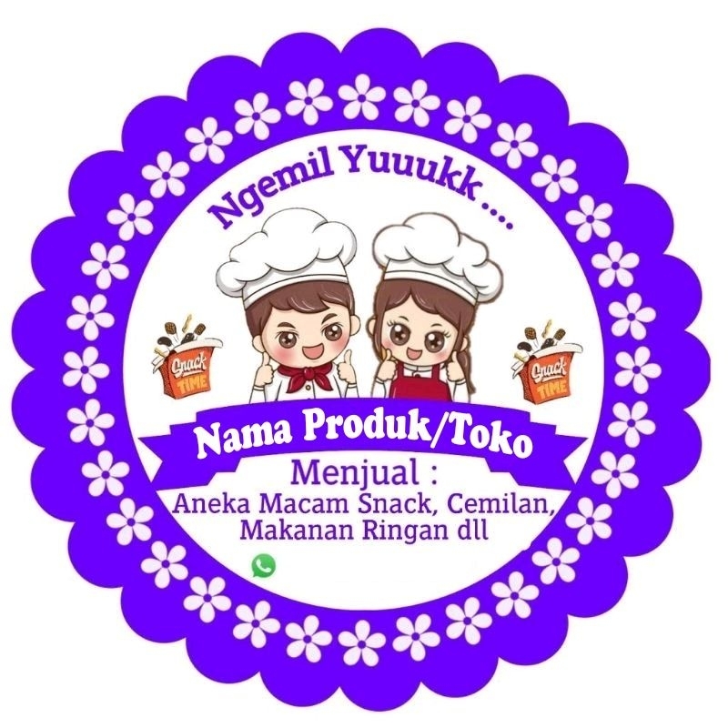 

(MINIMAL ORDER 100 PCS ) Stiker logo produk / snack / cemilan