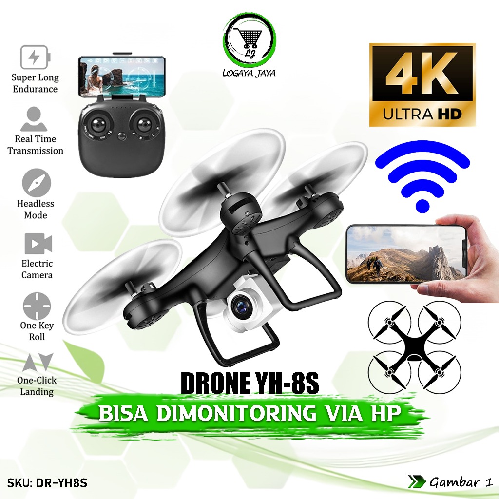 YH-8S Drone Camera Wifi Kamera Ultra Full HD 1080P 4K Tenxind TXD-8S (L) APP Control Remote Monitoring Kendali Jarak Jauh Fvp HD Quadcopter Pengintai Pengawas Keamanan YH 8S Drone Mainan Anak Murah Terlaris Original