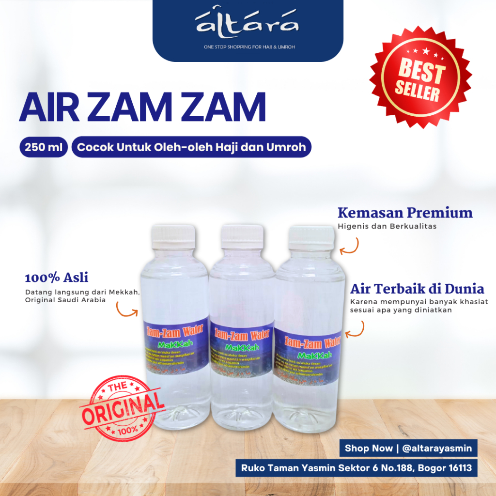 

Air Zam Zam 250ml Asli 100% Original Arab Saudi Oleh oleh Haji Umroh Mekah Souvenir Hampers Tanah Suci