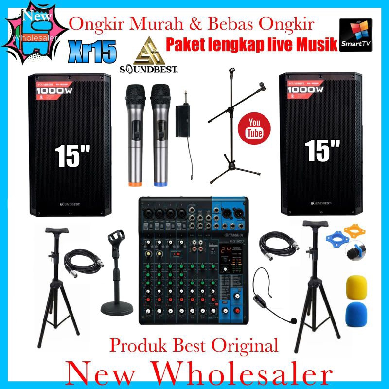 Paket Lengkap Live Musik Sound 15 inch Origin Soundbest RX15Dsp yamaha Wireless Microphone