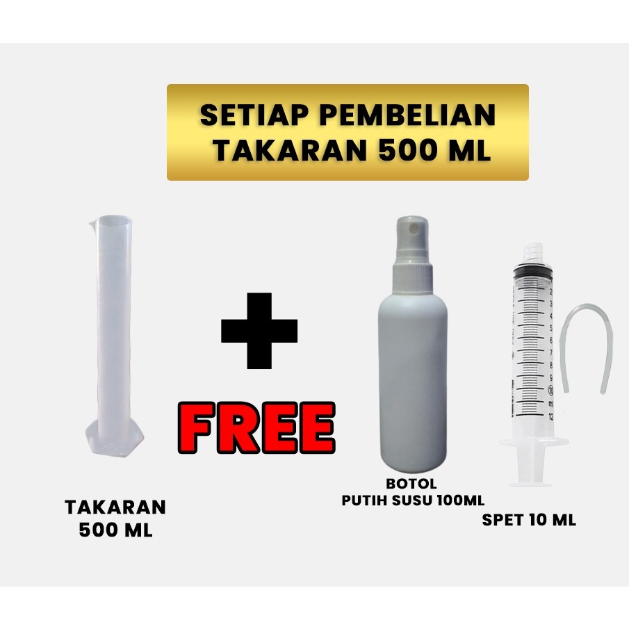 Takaran 500ml/Takaran Plastik akurat ml/gelas ukur 500ml/Free Spet selang 10ml 1pcs & Botol plastik 