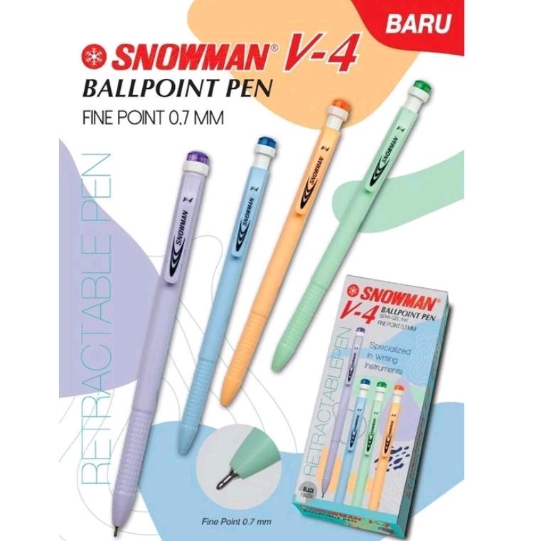 

Pulpen Snowman V4 0.7mm bolpoint V-4 Per 1 Pack