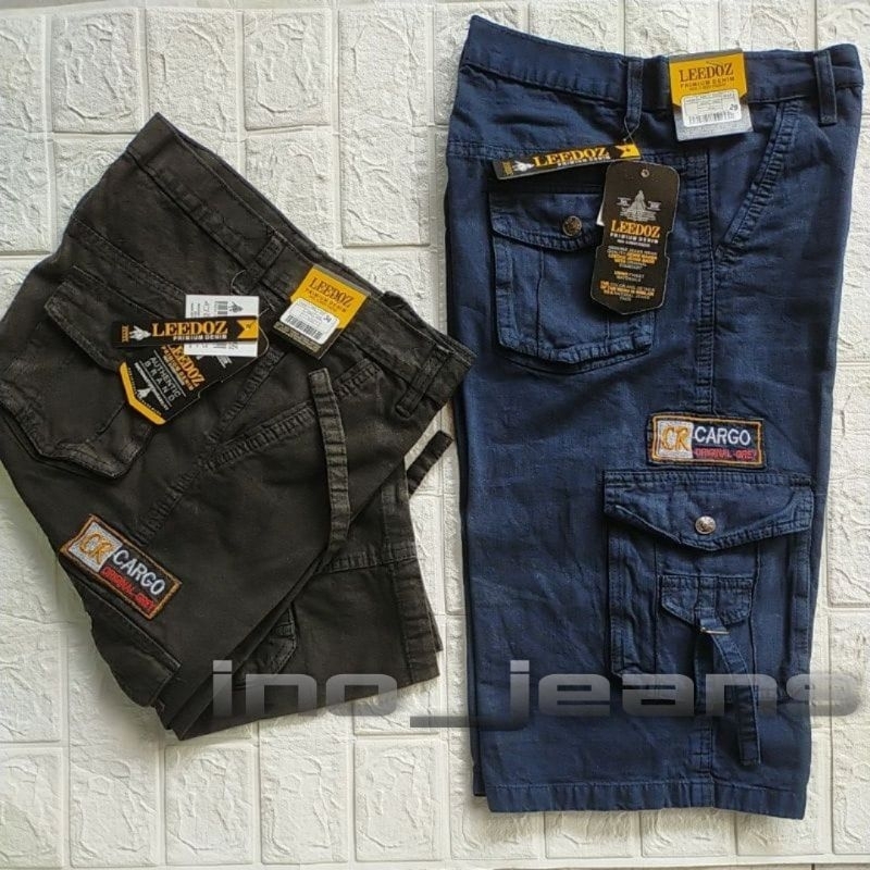 Celana Cargo pendek Pria bahan Denim Jeans Celana Cargo gunung bahan levis bawah lutut