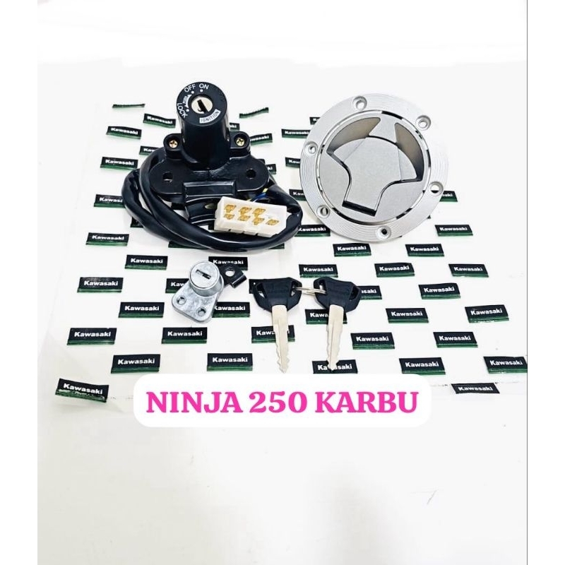 KUNCI KONTAK NINJA 250 KARBU CARBU KARBURATOR SET TUTUP TANGKI KUNCI JOK TANK KAWASAKI ORI SESUAI FO