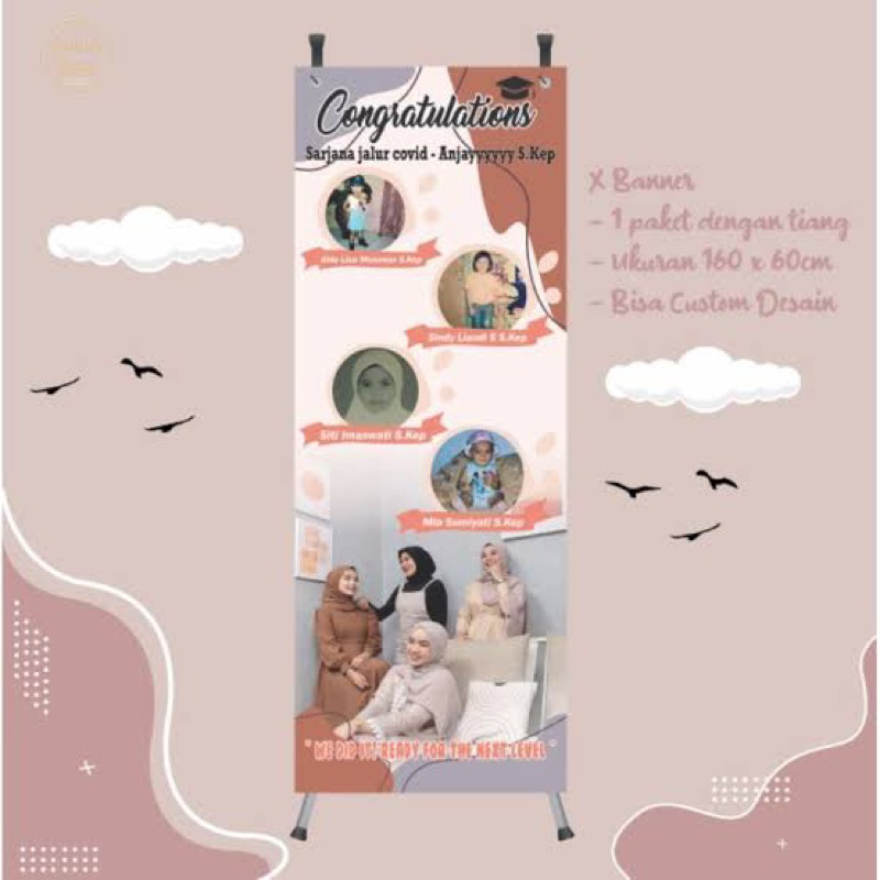 PRINT X-BANNER MURAH SEPAKET + TIANG BANNER WISUDA FOOD GRADUATION