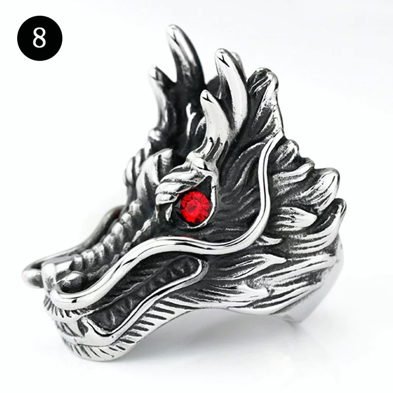 Cincin Naga Cincin Pria Vintage Kepala Naga
