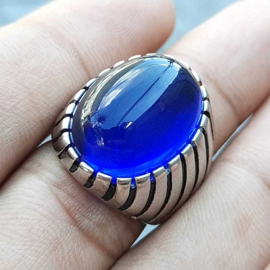 Cincin Tanam Batu Blue King Safir Premium Crystal
