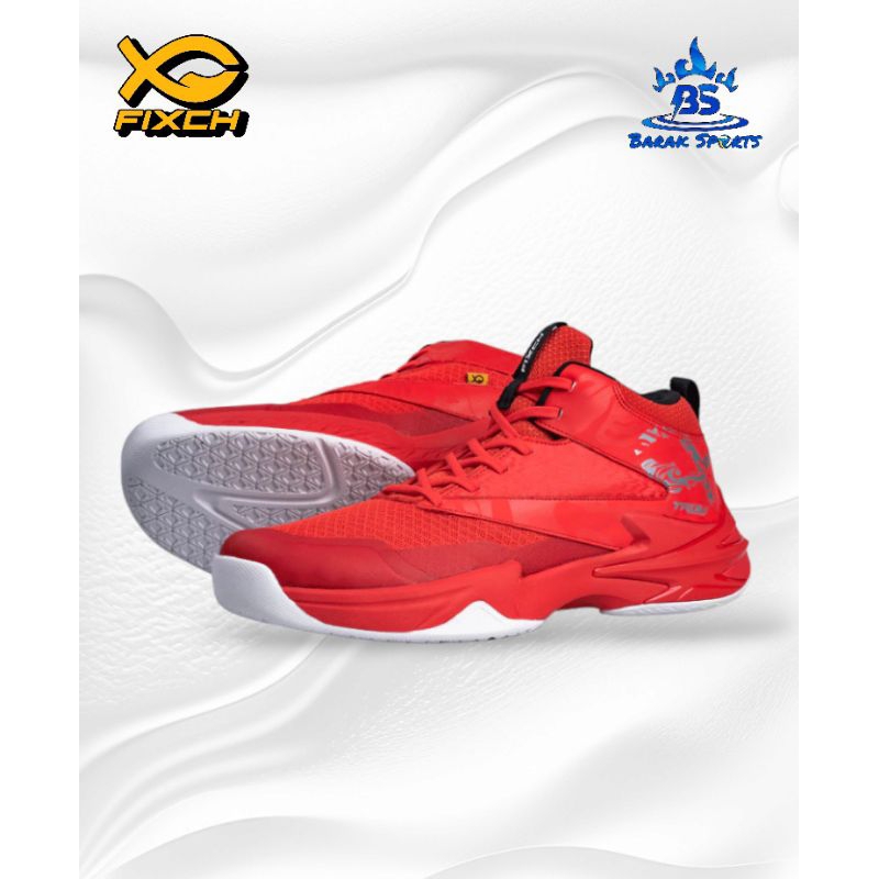 Sepatu Voli, Voly Fixch TROY - DRAGON RED / CHINESE RED / SILVER, Sepatu Volly Voli Fixch Original