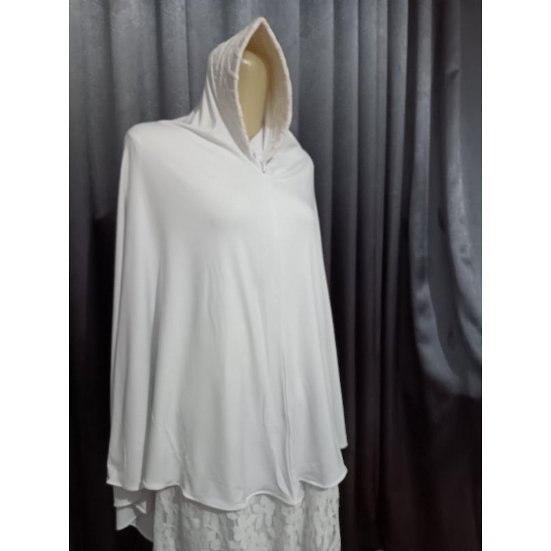 gamis set syar'i putih brukat brand