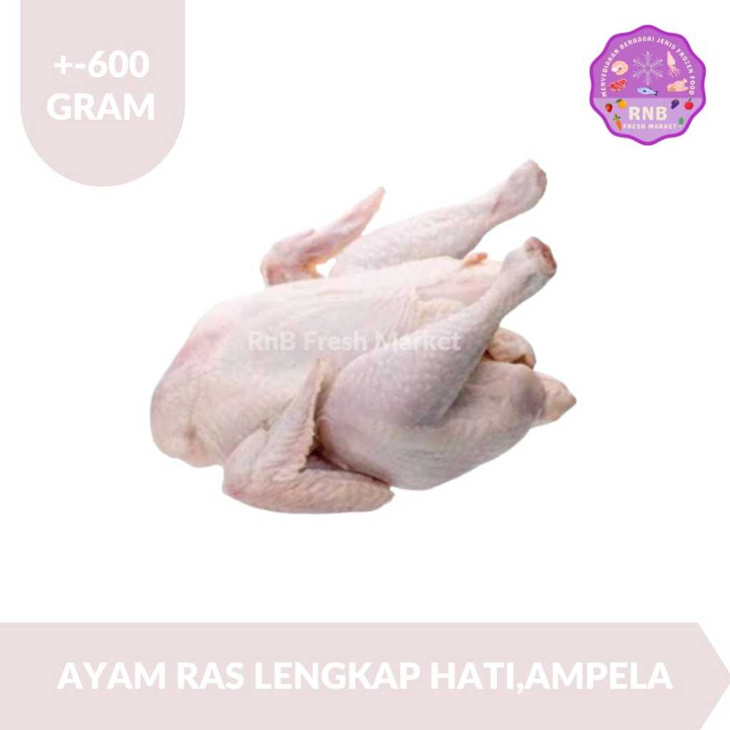 

Ayam Ras Lengkap Hati,Ampela Dan Ceker Netto +- 600 Gram