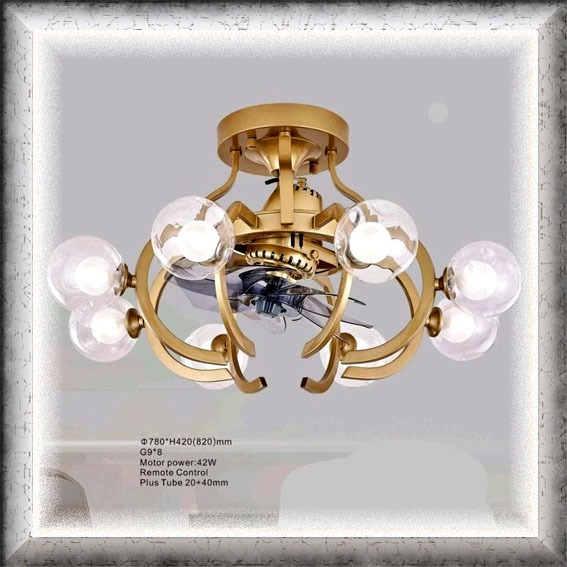 Lampu Hias Gantung kipas angin premium Kaca remote control Orbit ceiling fan Classic modern minimali