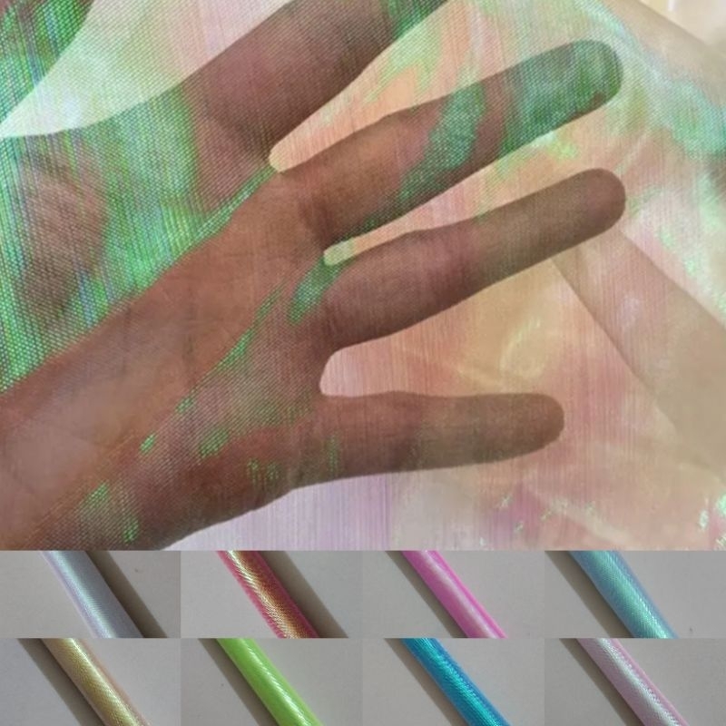 Kain Egi Pelangi Transparant / Kain Udang / Kain Kotrekan / Kain Sabiki Import 100 Cm x 150 Cm