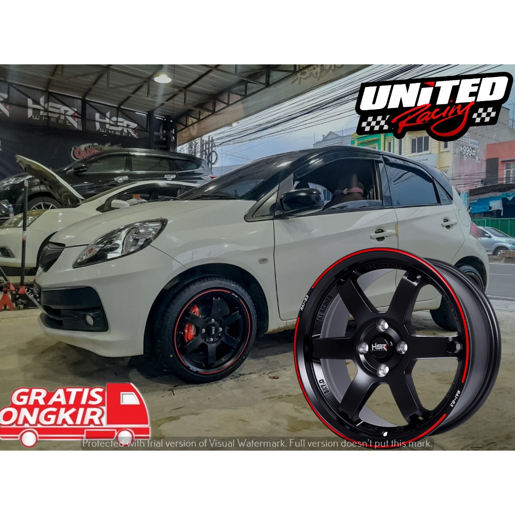 VELG RACING SPORTY RING 16 HSR RAI S3 BLACK UNTUK MOBIL BRIO SIGRA R16 PELEK PALANG 6