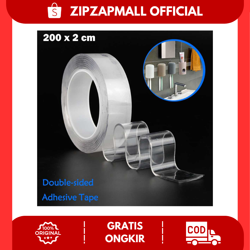 

Tape Perekat No Trace Washable Sticker / Isolasi Nano Double Tape ksatria Tape Acrylic Washable Solatip / Isolasi Bening 2 sisi Super Kuat Tanpa Bekas