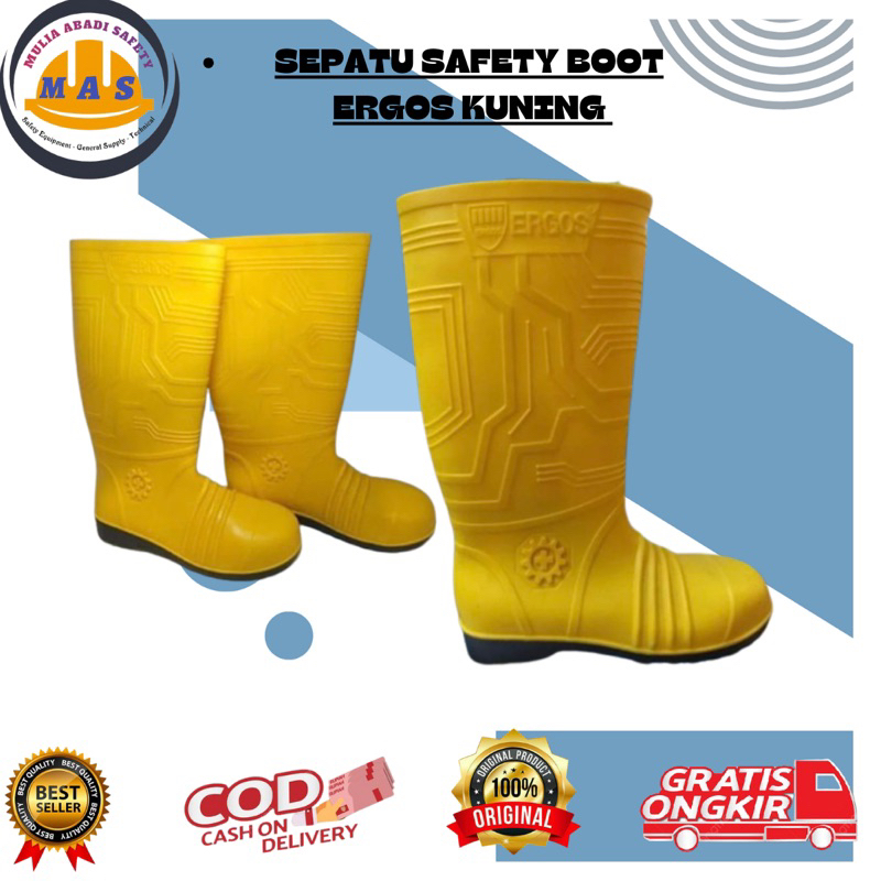 Sepatu Safety BOOT ERGOS Kuning / Sepatu Safety Boot Proyek / Sepatu Safety Boots Kerja Lapangan